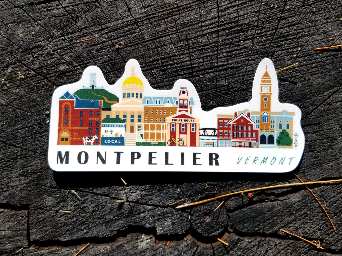 Montpelier Vermont Cityscape | Sticker